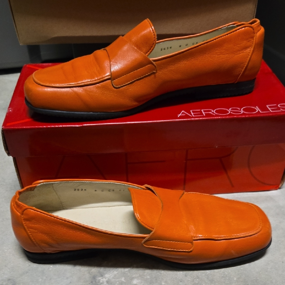 Hill VALLEY FOOTWEAR Vibrant Orange Leather Slip-Ons